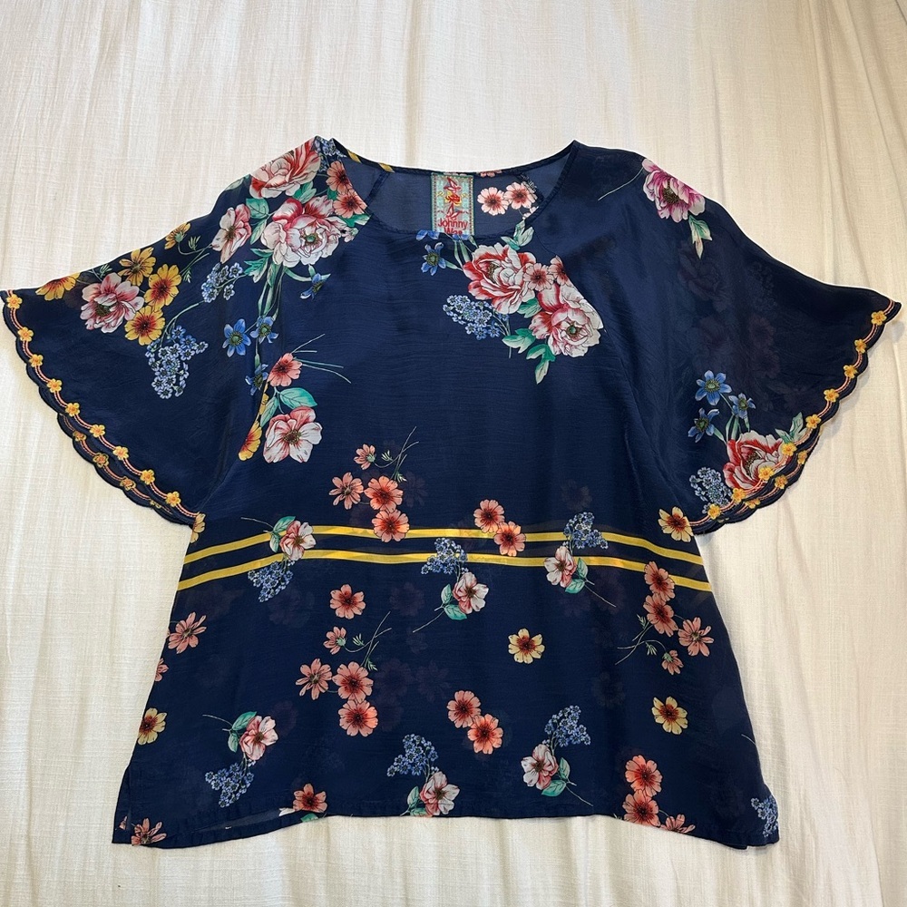 Johnny Was Paola Floral Print Top